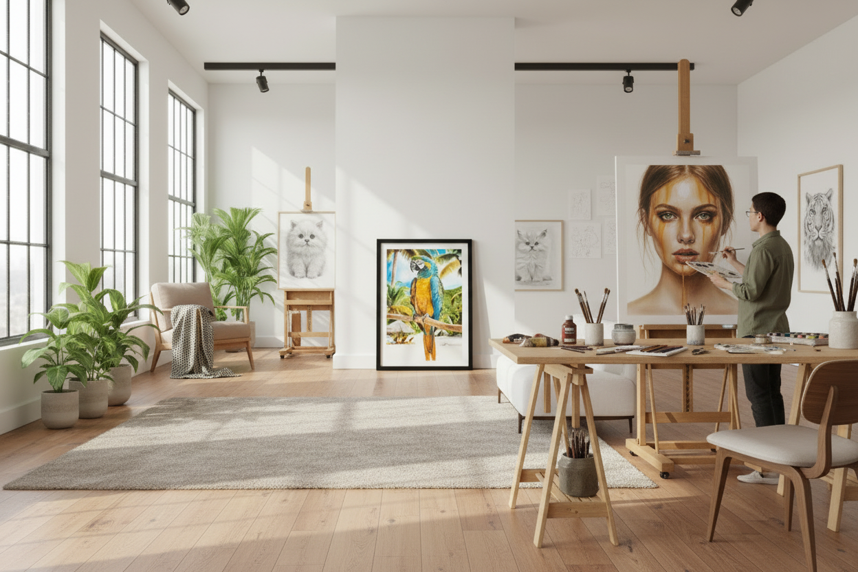 Estudio artístico con cuatro técnicas